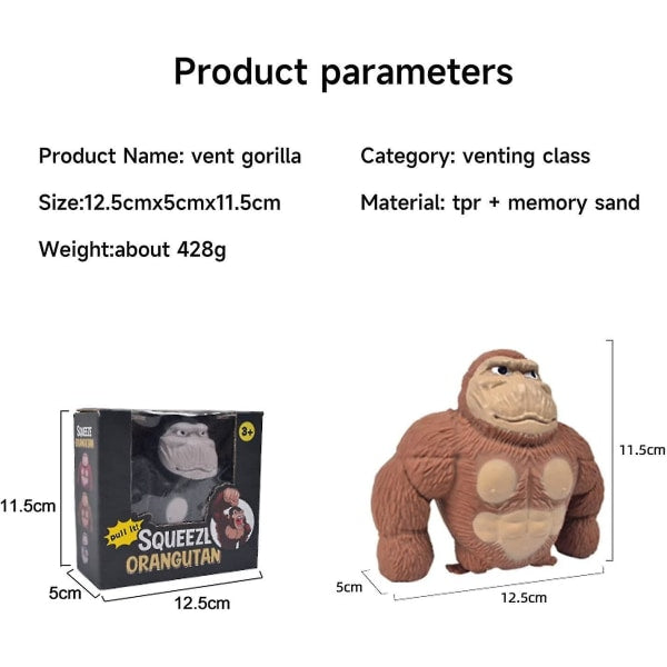 Stretchy monkey toys, Splat monkey stress toy, Squeeze monkey splat toys, stress relief fidget toys stress squeeze gorilla toys brown Brown