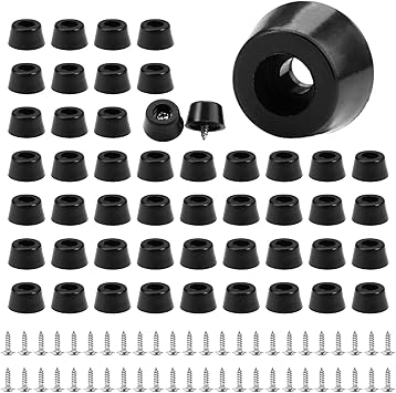 50 pieces rubber feet for cutting boards with stainless steel screws, rubber buffer, screw-proof rubber feet