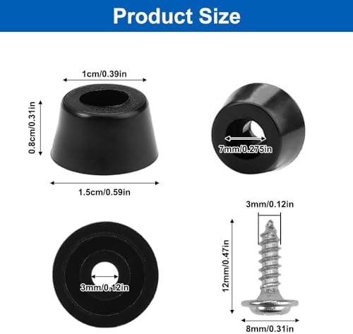 50 pieces rubber feet for cutting boards with stainless steel screws, rubber buffer, screw-proof rubber feet