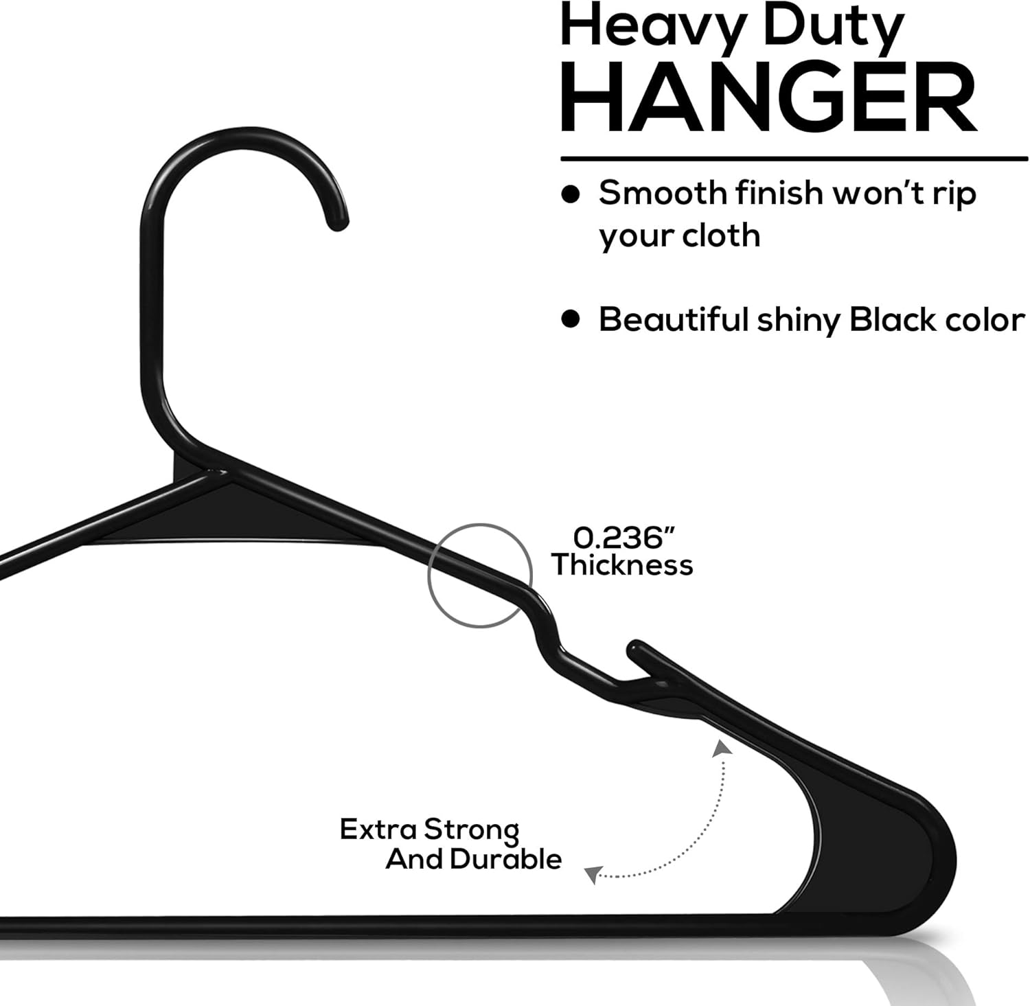 Clothes Hangers 20-pack - Space-saving plastic clothes hangers - Durable hanger with shoulder groove (black)