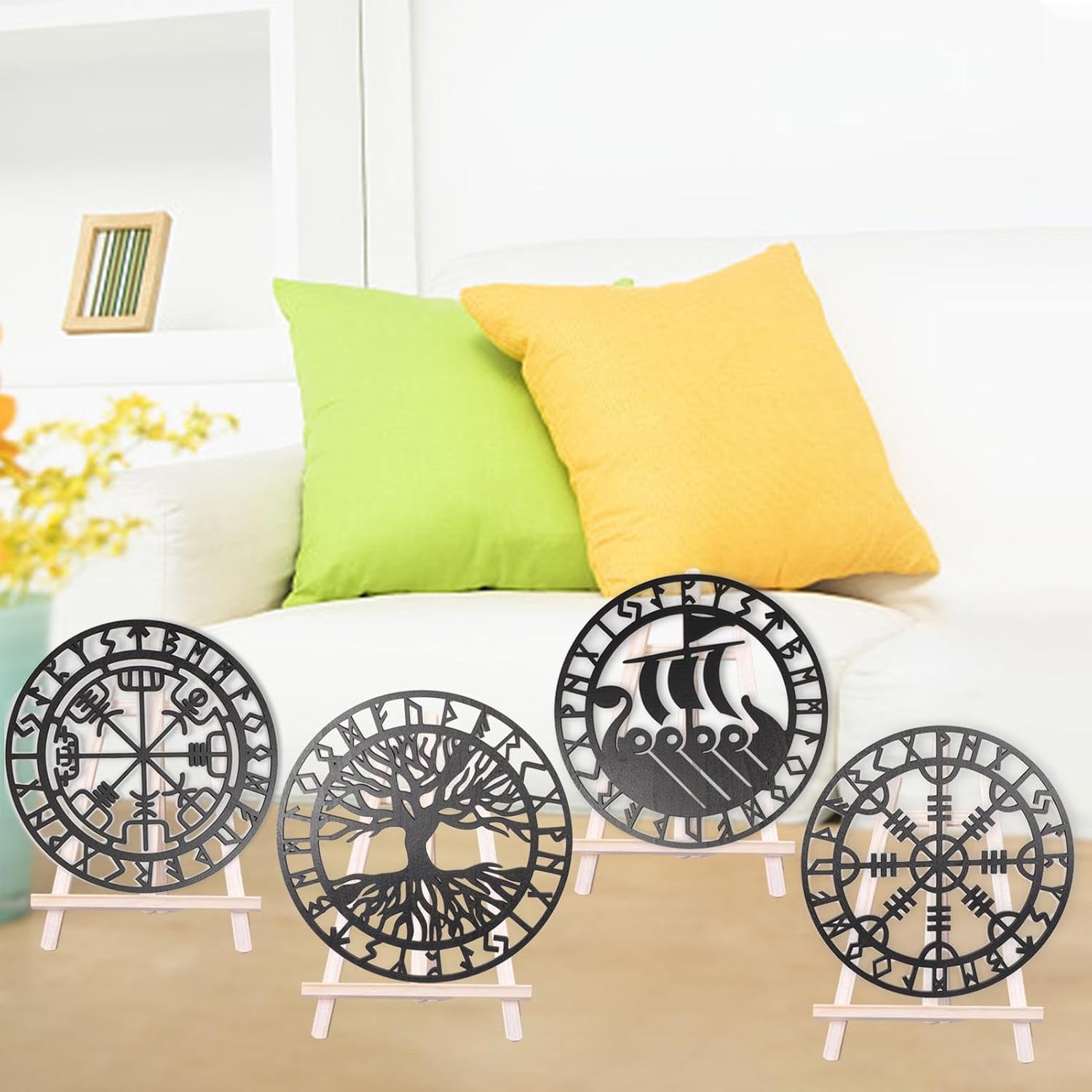 Metallic Viking Wall Art | Nautical Nordic Compass Decor for Bedroom or Living Room