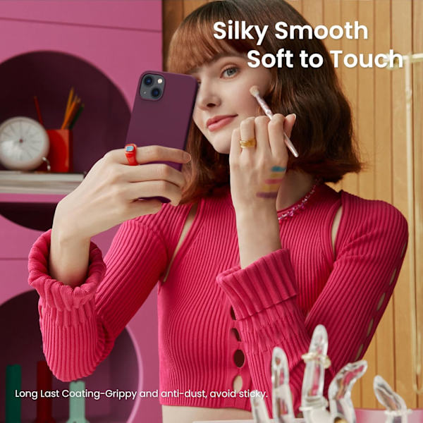 iPhone 13 Case, Liquid Silicone Case for 6.1 inch iPhone 13, Ultra Thin Case, Full Coverage Shockproof Protective Soft Case Red Red wine