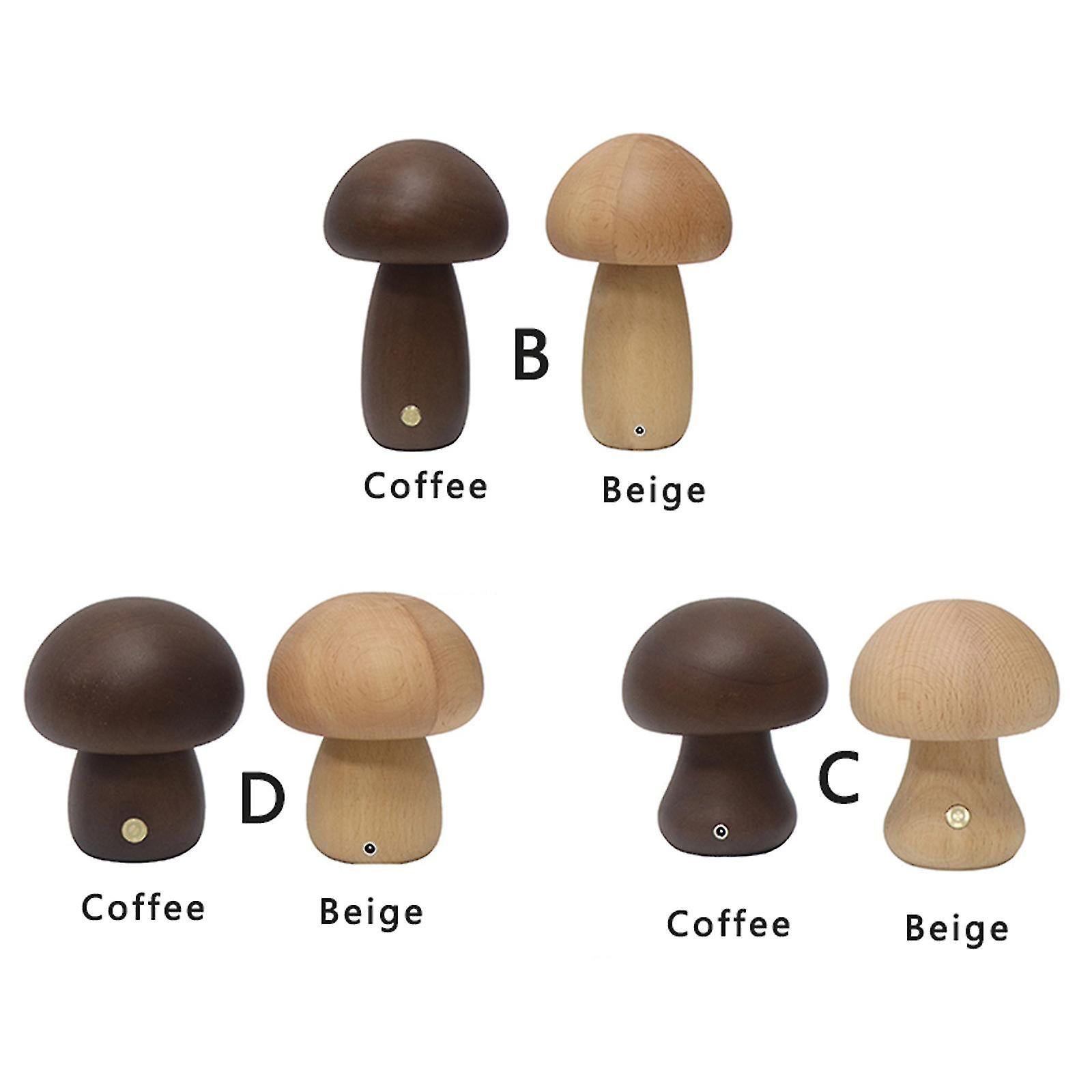 Mushroom Lamp Rechargeable Portable Night Light - Wooden Lamp Bedroom Lamp Bedside Table Lamp Coffee