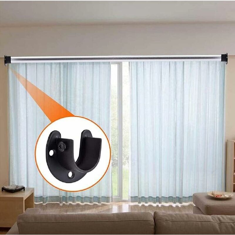 Wall Mounted Clothes Rod Holder, Curtain Rod Bracket, Shower Curtain Rod Bracket for 1.26 Inch Diameter Clothes Rod, 2-Pack