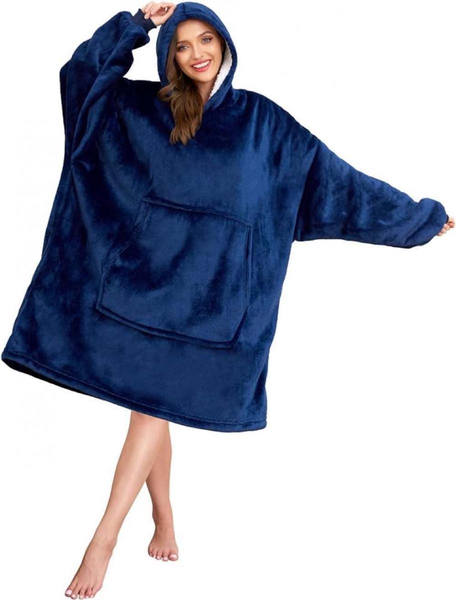 Snuggie Oversized Blanket Hoodie Dark Blue