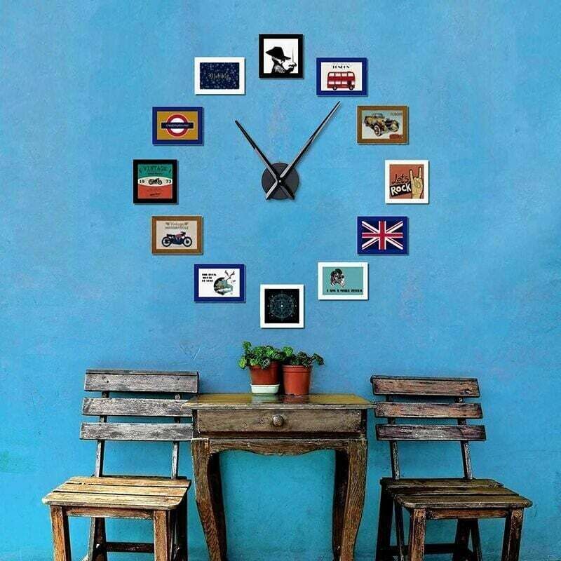 Large Black Wall Clock with Single Hand without Numbers, Clock Mechanism with High Longitudinal Shaft and 31.5 cm Long Hands-