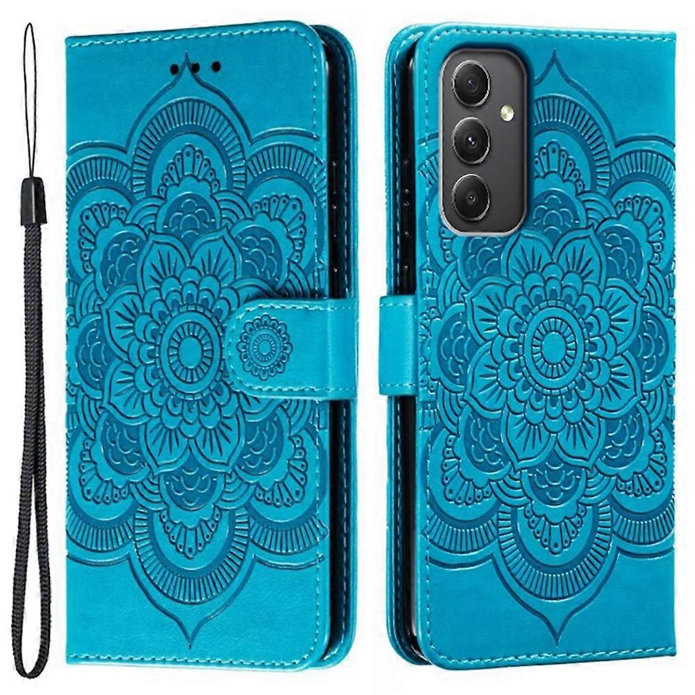 Samsung Galaxy A56 5G Case - PU Leather Mandala Embossed Wallet Case Multicolor_yux Multicolor Blue