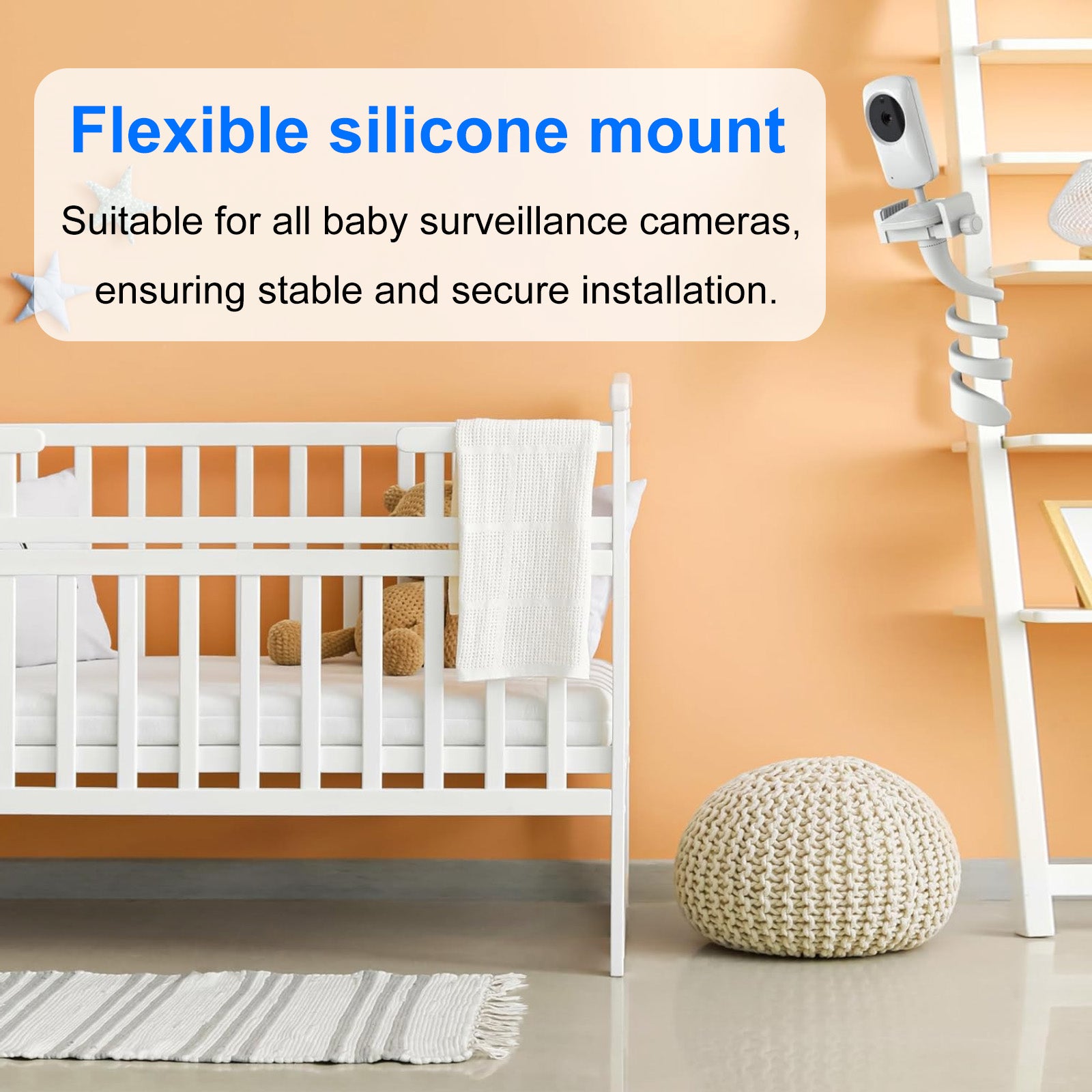 Universal Baby Monitor Holder Longer White Flexible Silicone Baby Camera Tripod