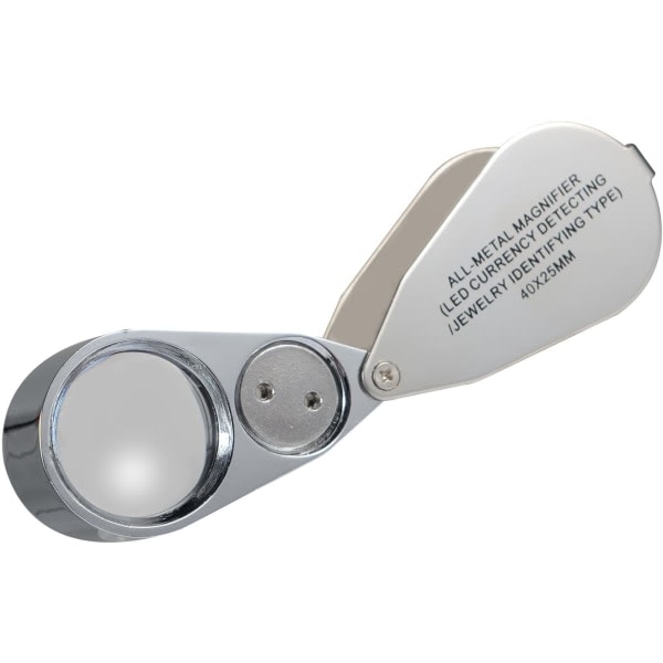 Jewelers Loupe 40X Magnification Metal Foldable Loupe with LED & UV Light
