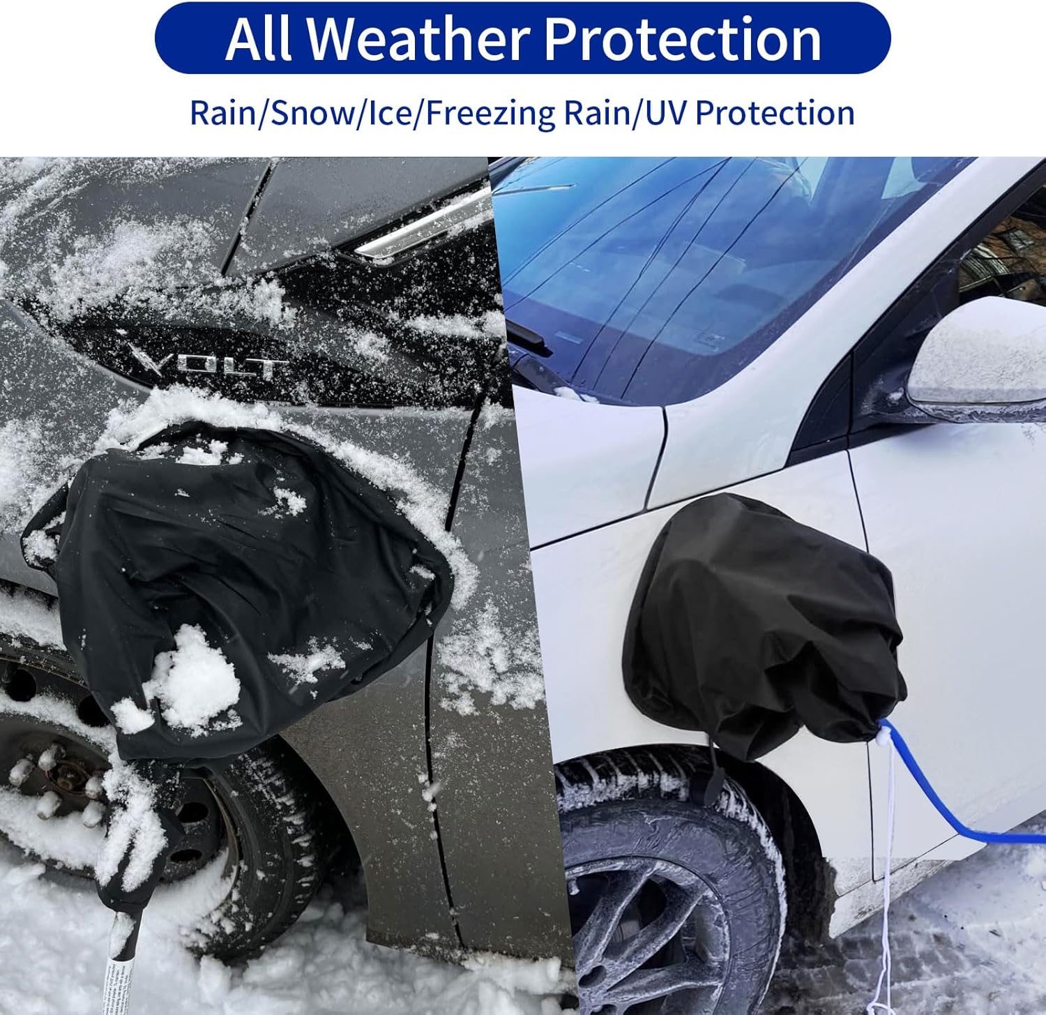 Magnetic EV Charging Port Protector - Waterproof Cover for Electric Cars - Weatherproof against Rain & Snow - Black