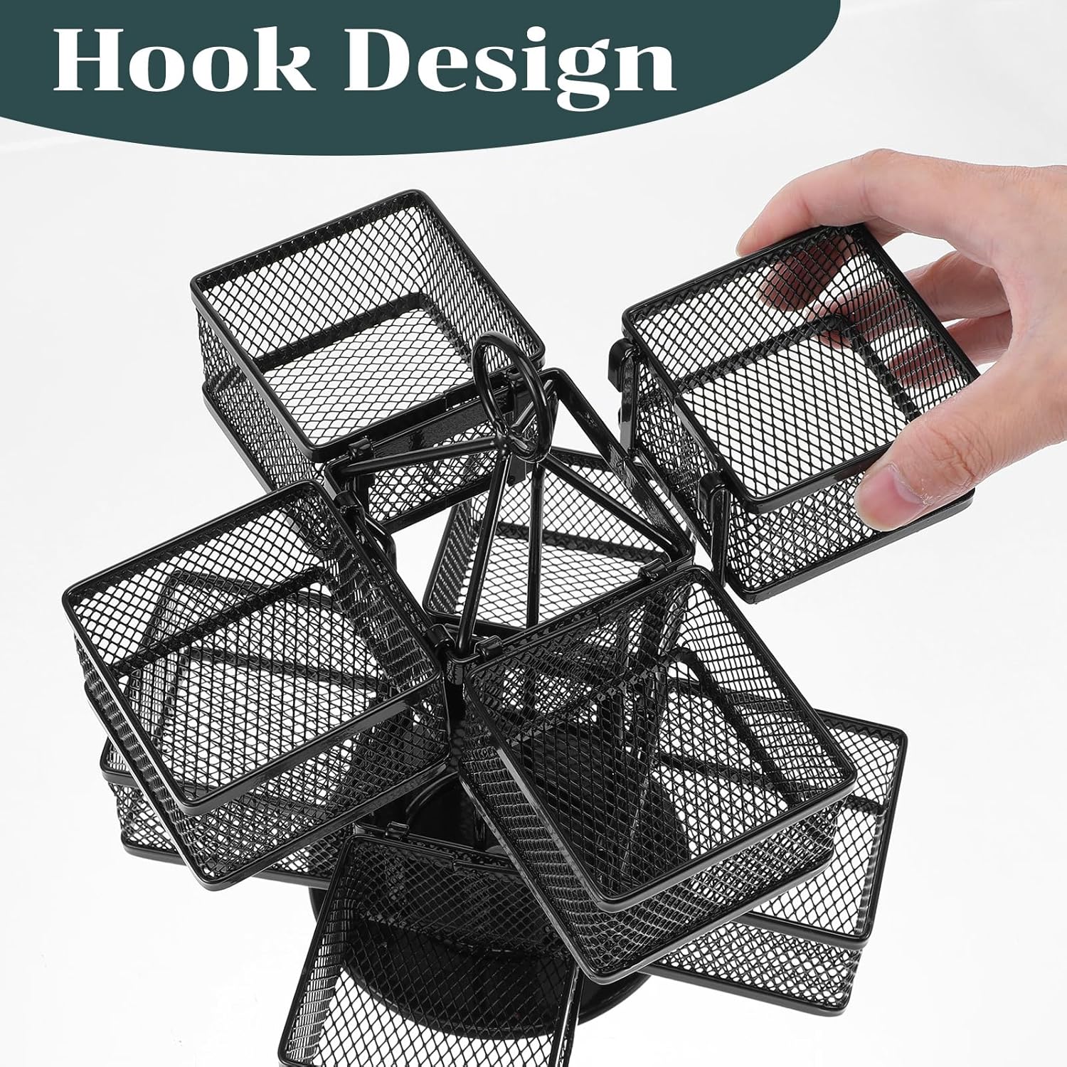 Rotating Tea Bag Organizer for 96 Sachets - Black Metal Revolving Tea Storage Holder - Luxury Kitchen & Office Gift