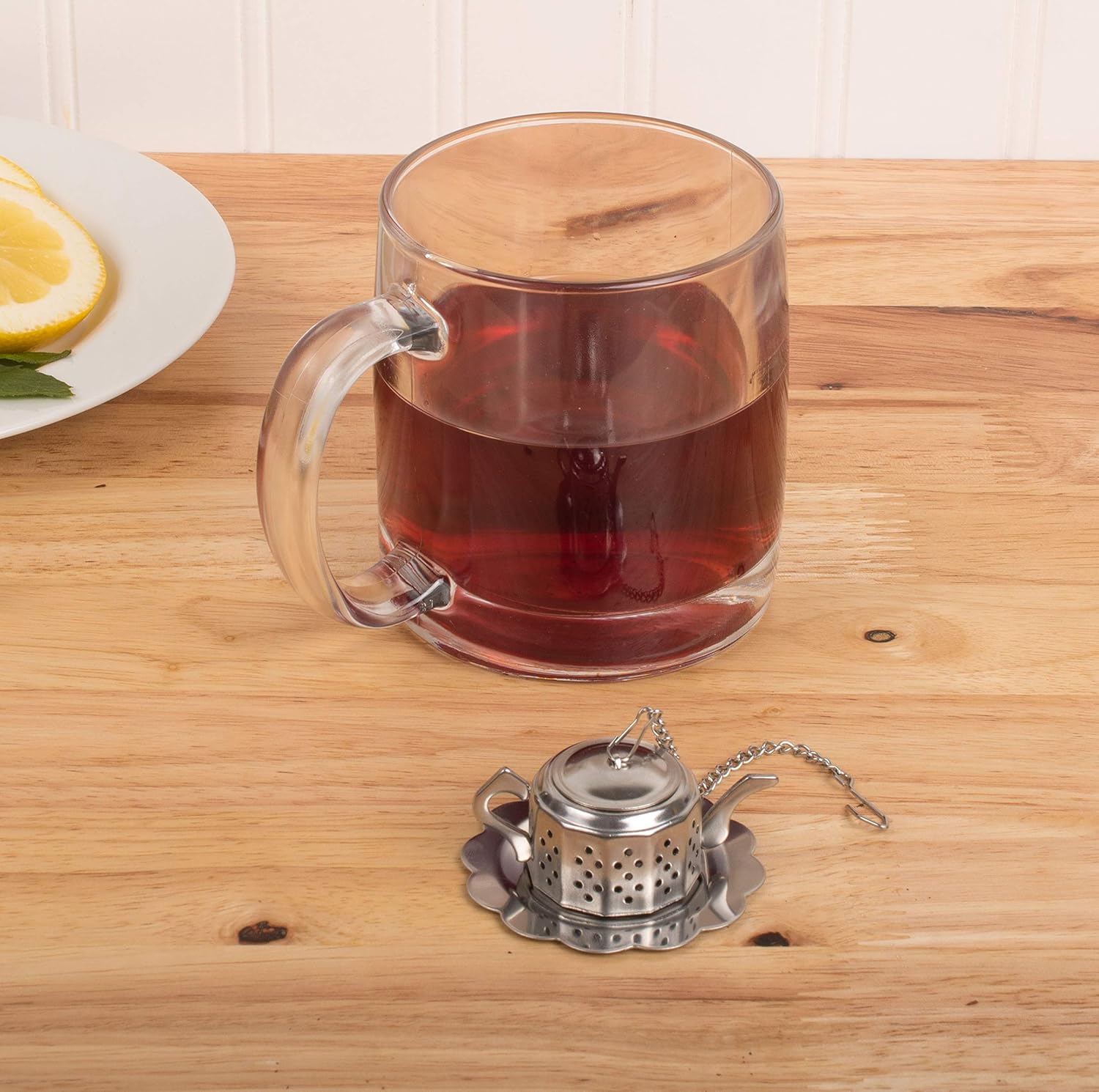 Fun Teapot Shaped Stainless Steel Loose Tea Strainer Reusable Tea Infuser Gift for Tea Lovers 1 Set