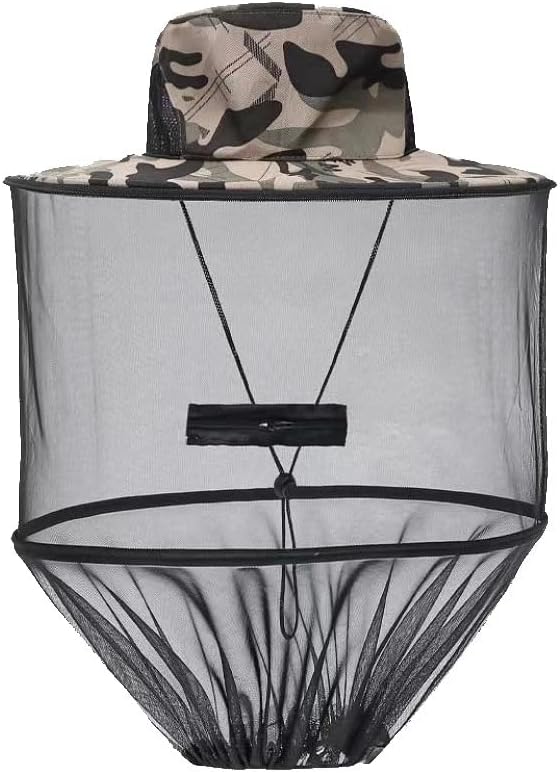 1Pack Anti-Mosquito Mesh Fishing Cap, Mosquito Head Net Hat with Removable Hidden Netting,for Outdoor Hiking Gardening Beekeeping