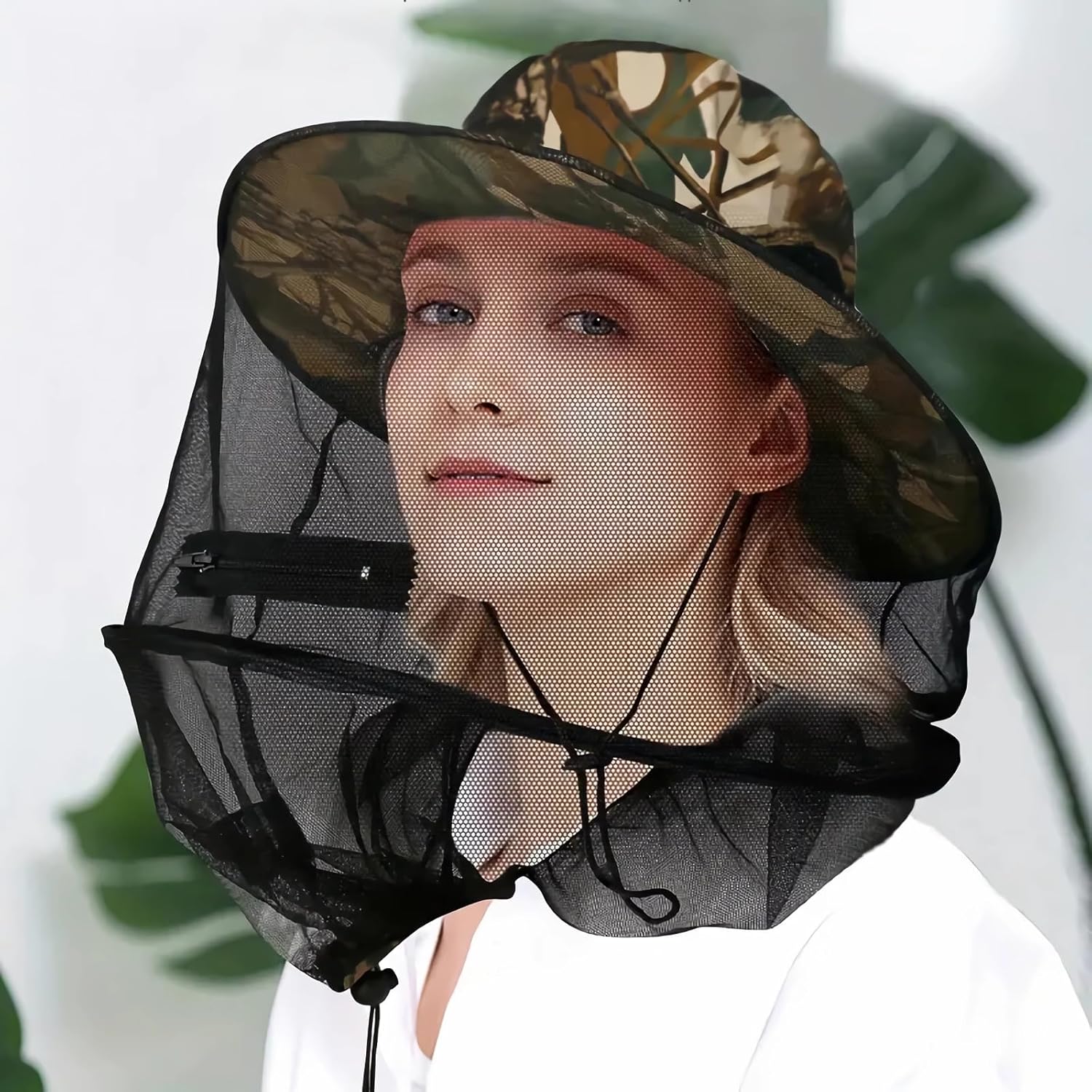 1Pack Anti-Mosquito Mesh Fishing Cap, Mosquito Head Net Hat with Removable Hidden Netting,for Outdoor Hiking Gardening Beekeeping