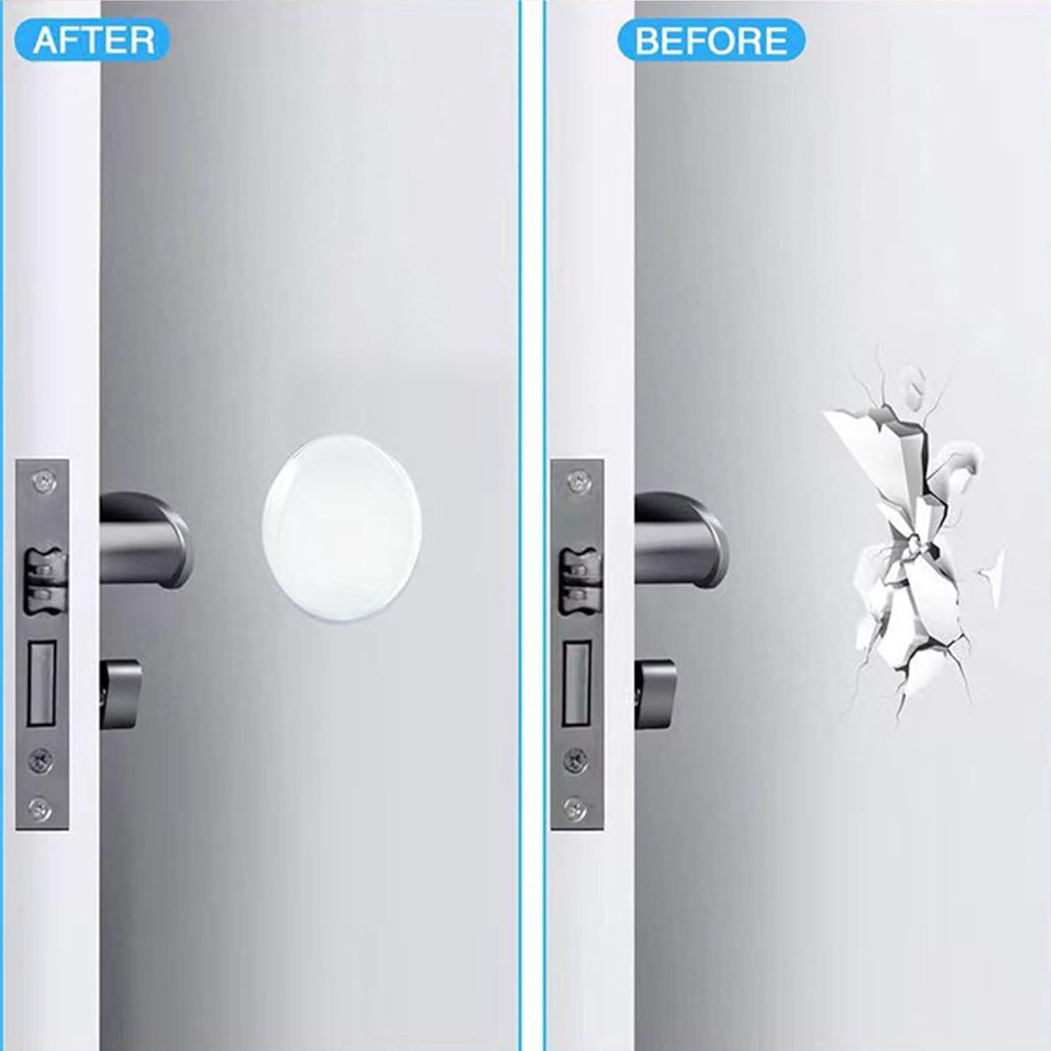 12Pcs Door Stoppers Wall Protector,Door Knob Shield,Reusable Bumper with Self Strong Adhesive,Rubber Bumpers,Home & Handle Stopper,Shock Absorben Gel