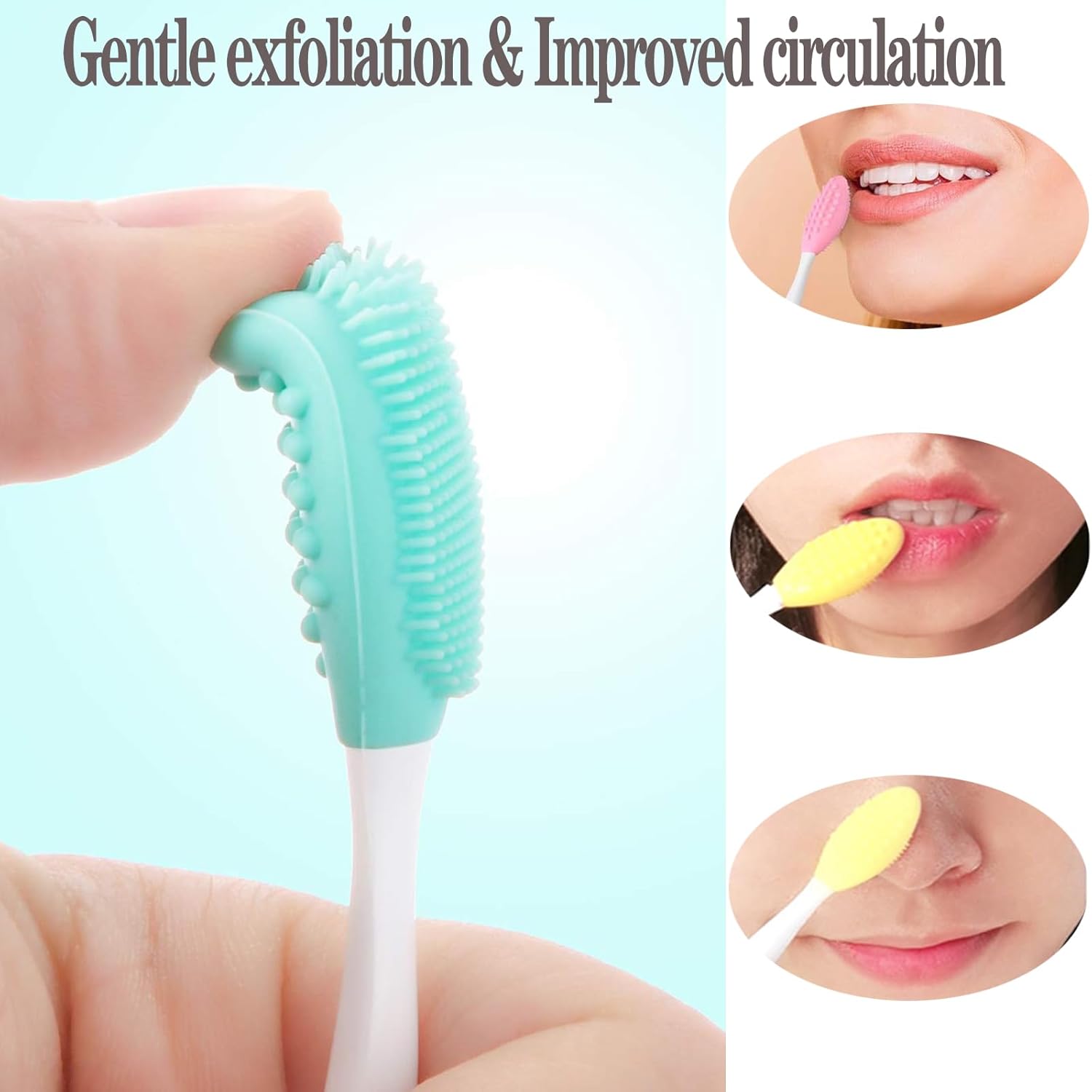 12PCS Lip Scrub Brush Tool,Double-Sided Silicone Exfoliating Lips Brushes Fuller Healthy