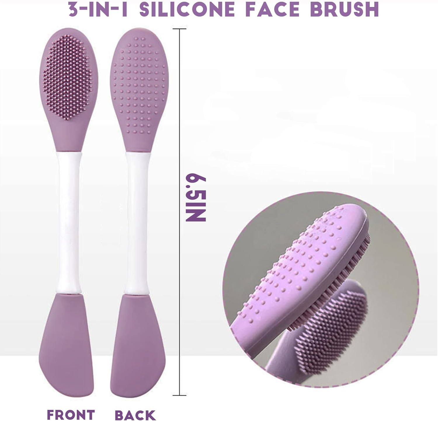 3PCS Double-Ended Silicone Face Mask Brush,Facial Cleansing Brushes,Facial Applicator,3-in-1 Brush Mud/Cream,Soft Makeup Beauty Tools for Apply Cream/Mud