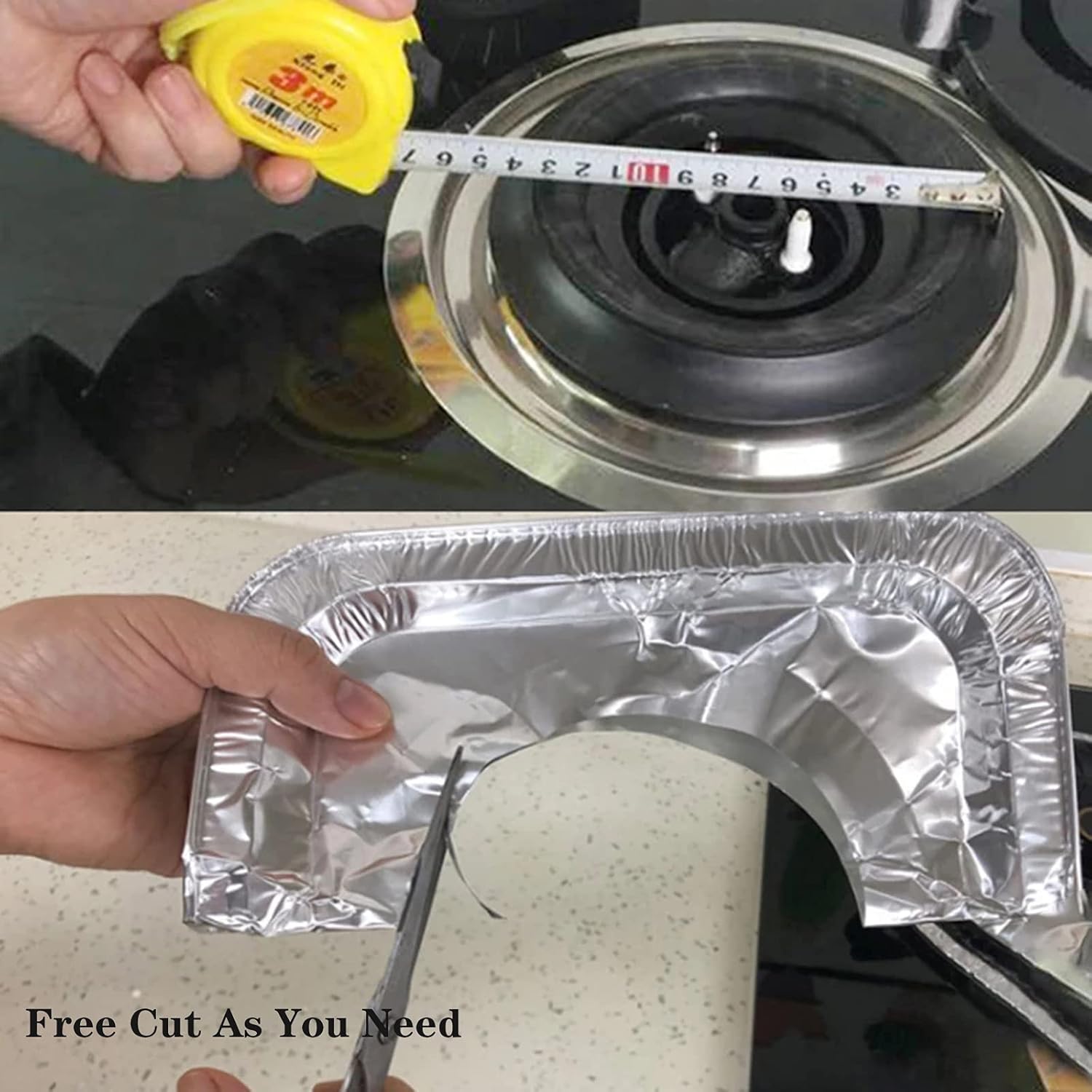 Gas Burner Liners (50 Pack) 8.5" Disposable Aluminium Foil Square Stove Covers - Range Protector to Catch Oil, Grease and Food Spills