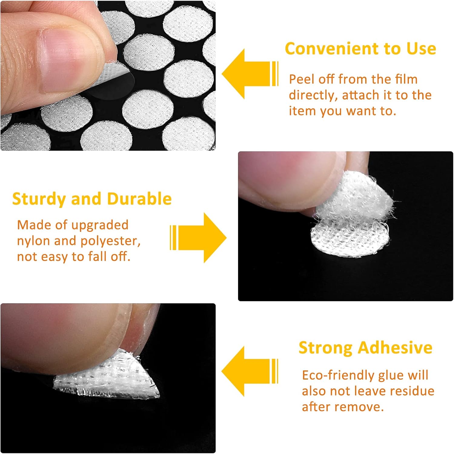 1008 Self-Adhesive Hook and Loop Dots - Petluno 10mm White Hook and Loop Stick on Dots, Round Hook and Loop Fasteners, Self Adhesive Hook and Loop Tape Strips for School Learning Materials, Christmas Cards, Binder Wallets 504