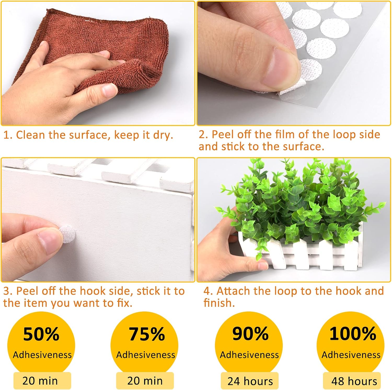 1008 Self-Adhesive Hook and Loop Dots - Petluno 10mm White Hook and Loop Stick on Dots, Round Hook and Loop Fasteners, Self Adhesive Hook and Loop Tape Strips for School Learning Materials, Christmas Cards, Binder Wallets 504