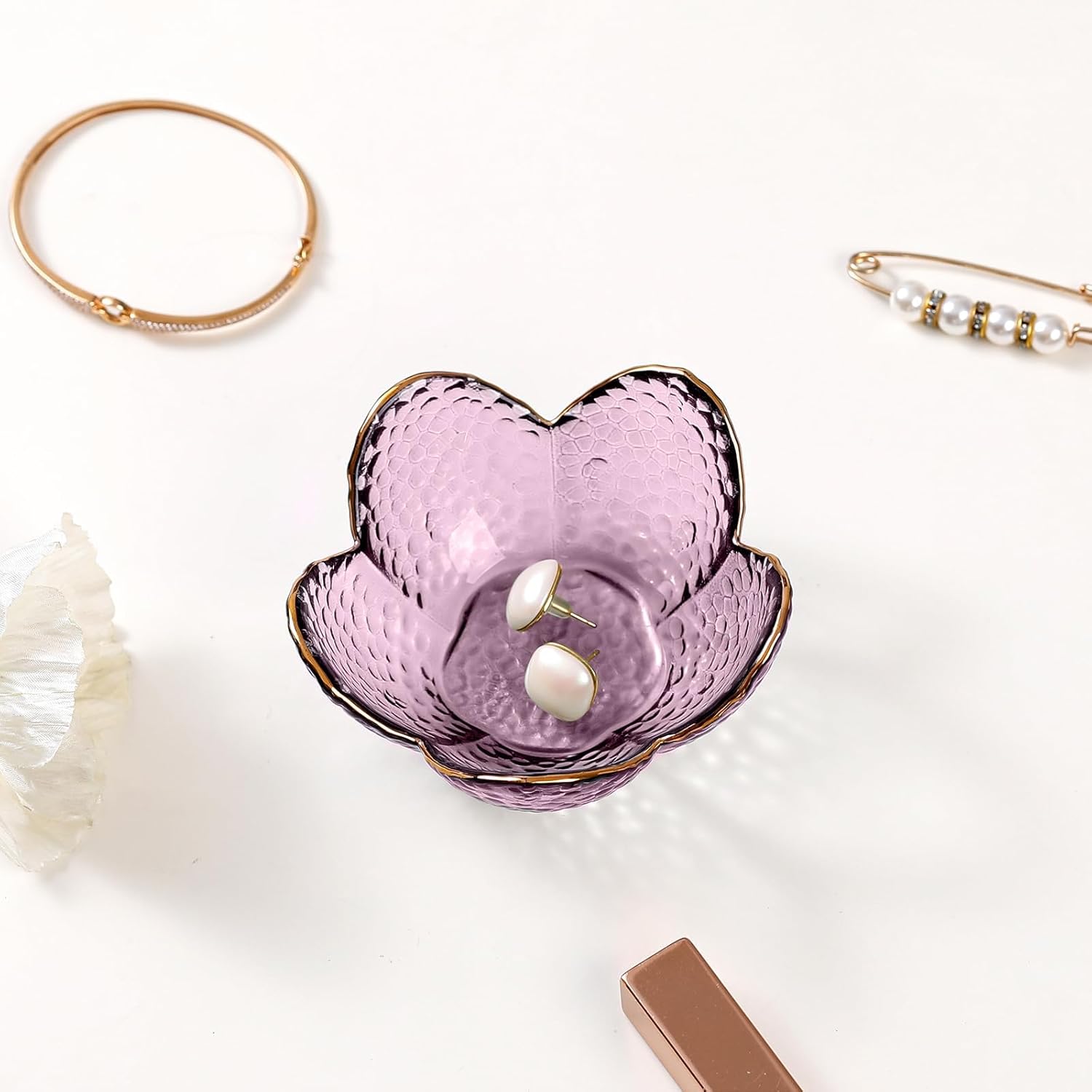 Gifts For Women Trinket Dish Unique Birthday New Home Her Jewellery Tray Cute Room Decor Aesthetic Bedroom Accessories Ring Holders Small Friendship Christmas House Warming Purple-9cm