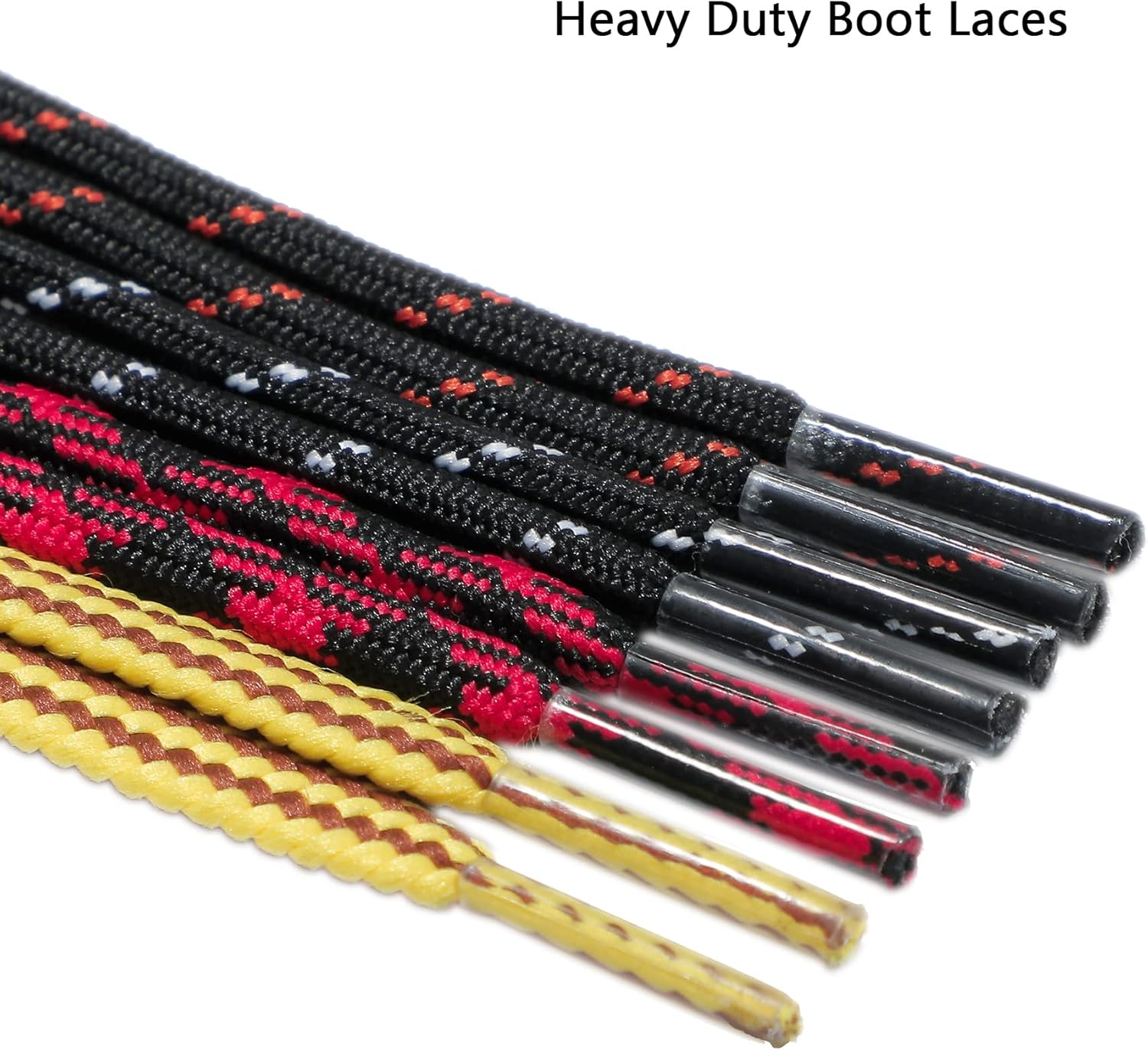 Round Work Boot Laces - Heavy Duty, Thick Replacement for Men, Women, Adults Walking, Hiking, Steel Toe, Safety, Hunting Boots Black/Brown 29" ( 75 cm )