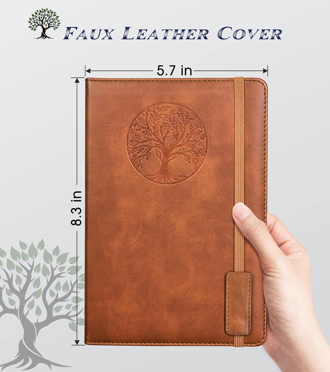 Lined Journal Notebook for Women and Men, 256 Pages A5 Hardcover Leather Journal for Writing, Travel, Business, Work & School, College Ruled Notebook for Note Taking, Diary Notepad 5.7"×8.3" (Brown) Brown A5-sized