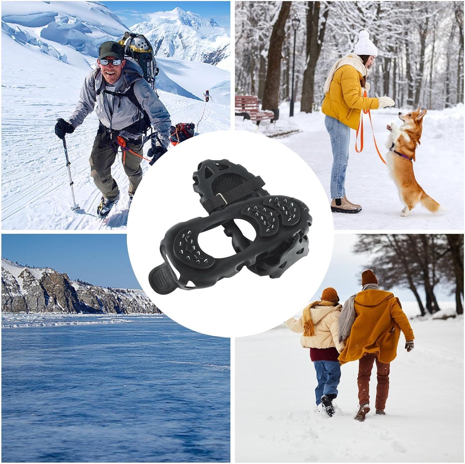 Climbing Spikes Shoes - Anti Slip Ice Claws | 30 Teeth Outdoor Cleats Crampons Multipurpose Portable Snow Grippers Walking Traction Large