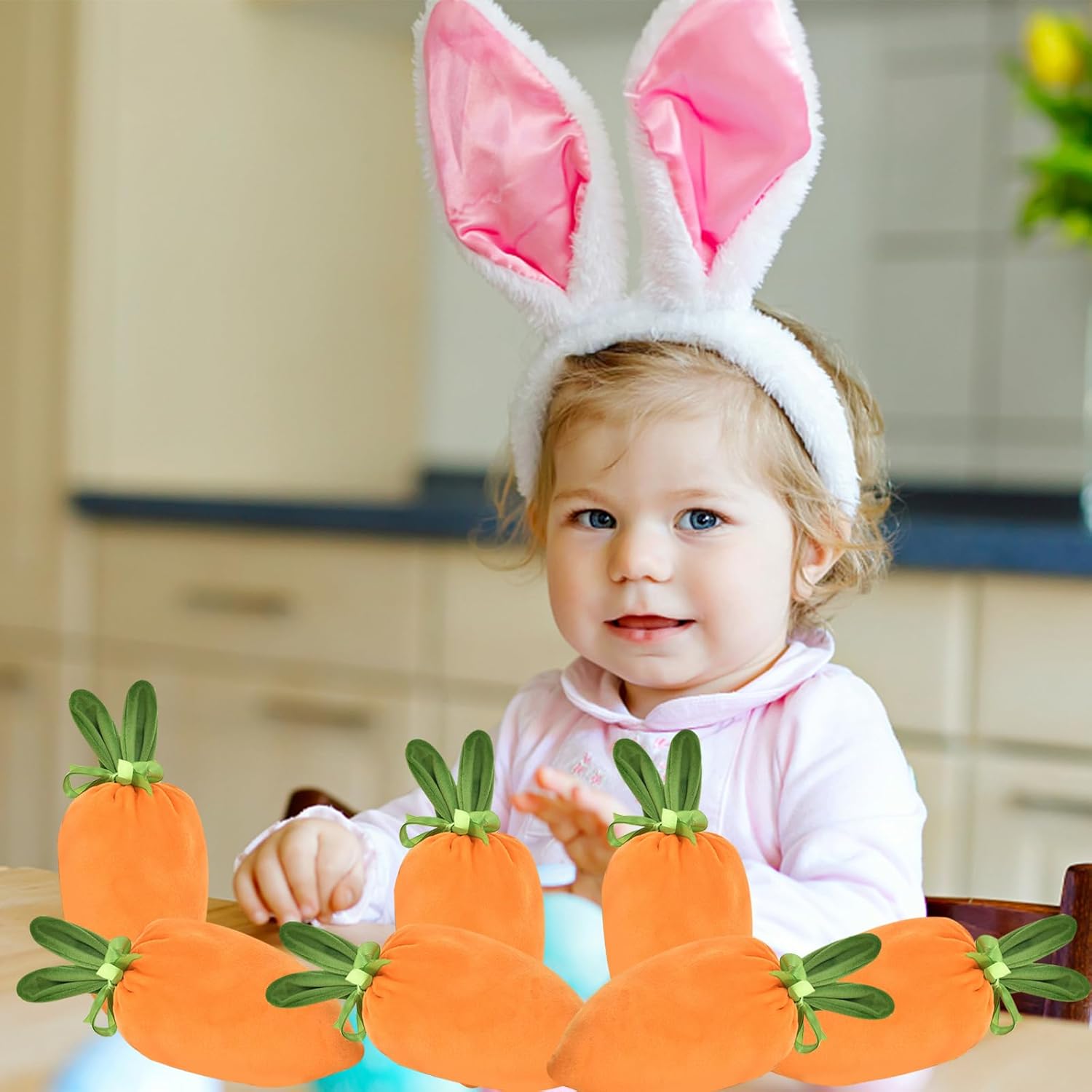 6 pieces of velvet Easter bags, Easter bags with drawstrings, Easter gift bags, ears, to fill with lollies, biscuits, snacks style B