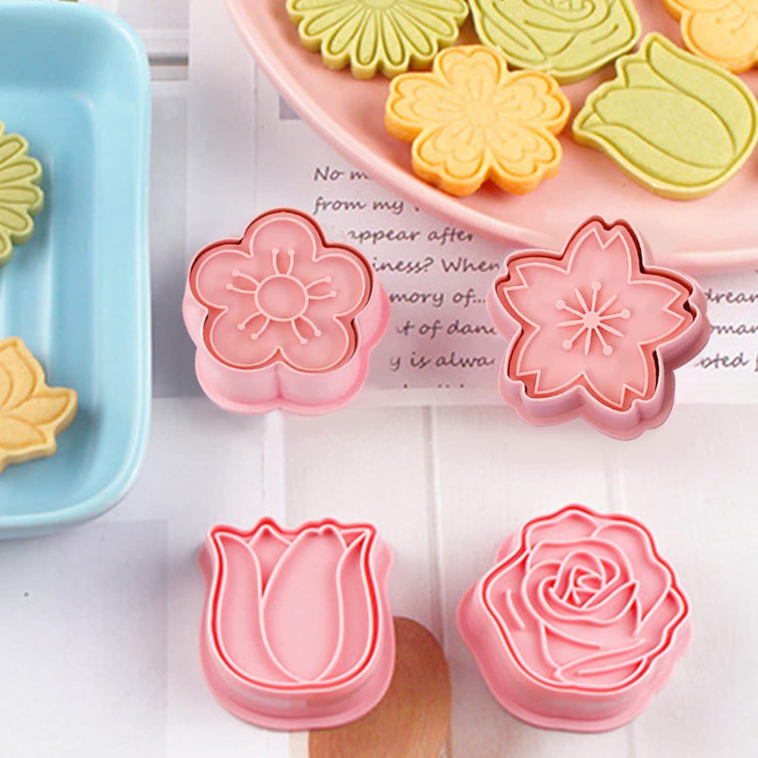 Set of 8 cookie cutters for kids, 3D cookie cutter, flower shape, cookie shape, DIY, baking cakes, tool, fondant, cake, baking