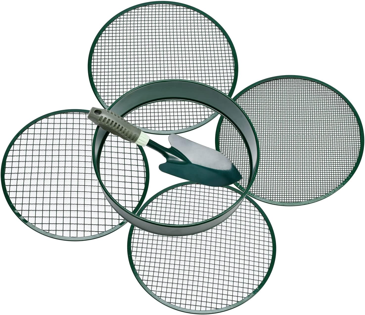 Garden sieve, soil sieve with interchangeable mesh sizes 3, 6, 9 and 12 mm, perfect garden tool for sifting soil, stones and compost.