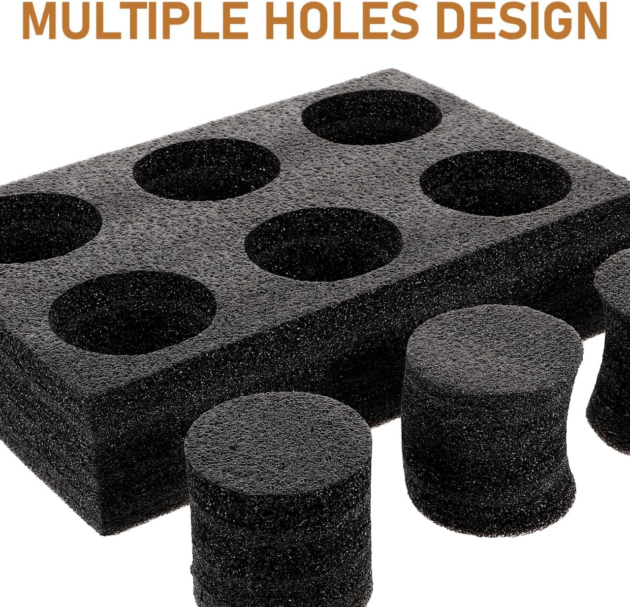Petluno 6 Holes Takeout Beverage Cup Trays, Hot Cold Drinks Fixing Holders, Foam Coffee Carrier, Packing Tool for Restaurant Black