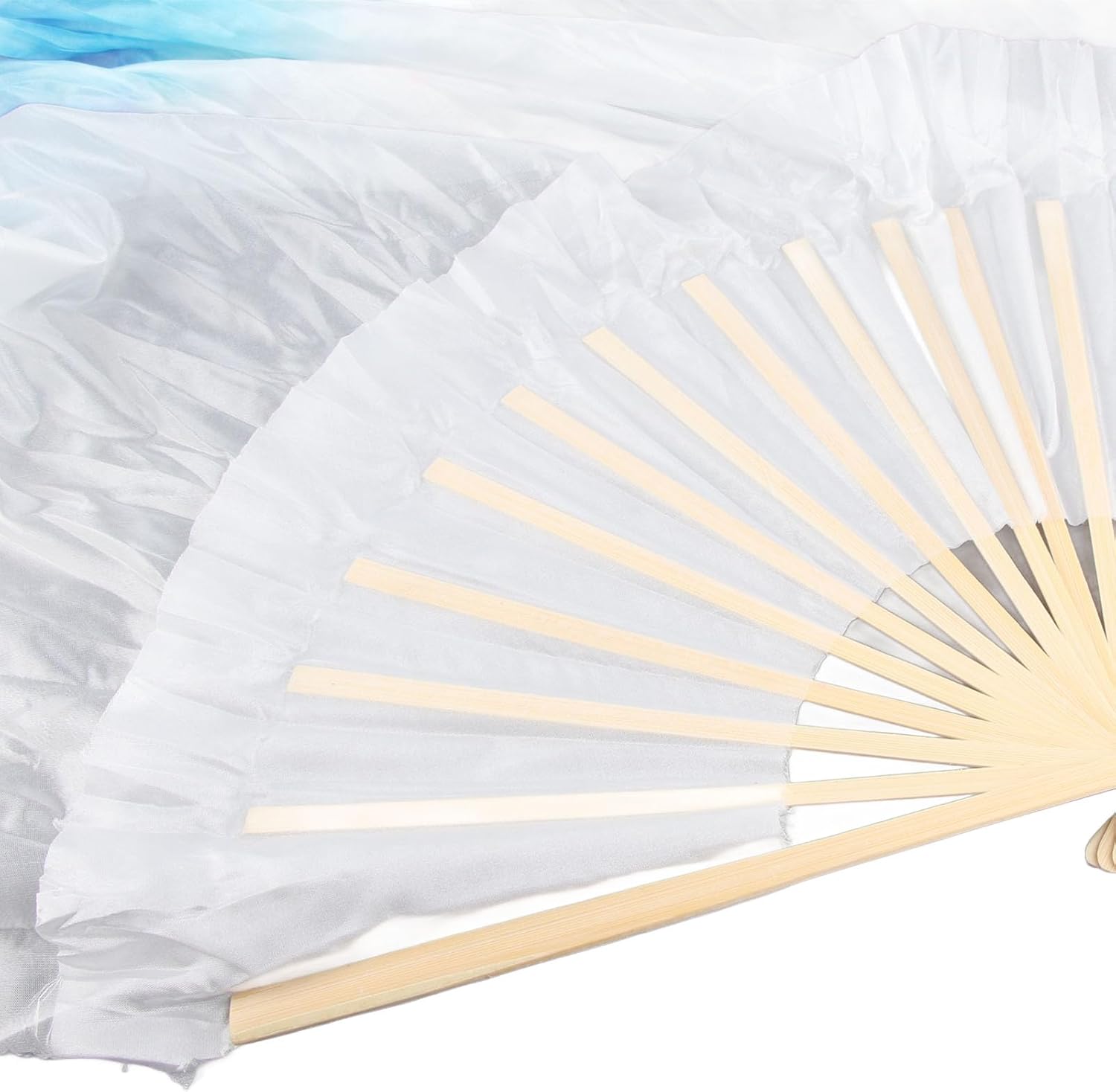 Dance Fan, 1 Pair Long Fan Belly Fans Folding Performance Classical (Blue)