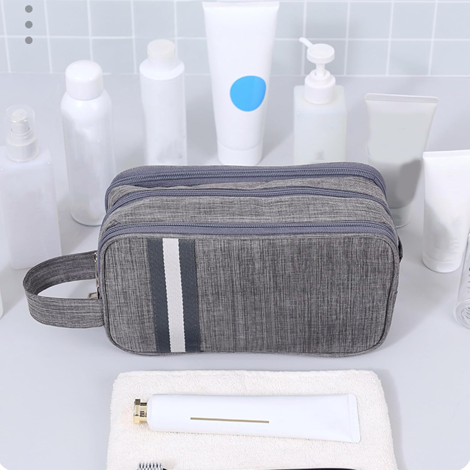 Travel Toiletry Bag, Organizer Mens Bag Dopp Kit Bathroom Shaving Portable Makeup Bags for Accessories(27*10*16cm)