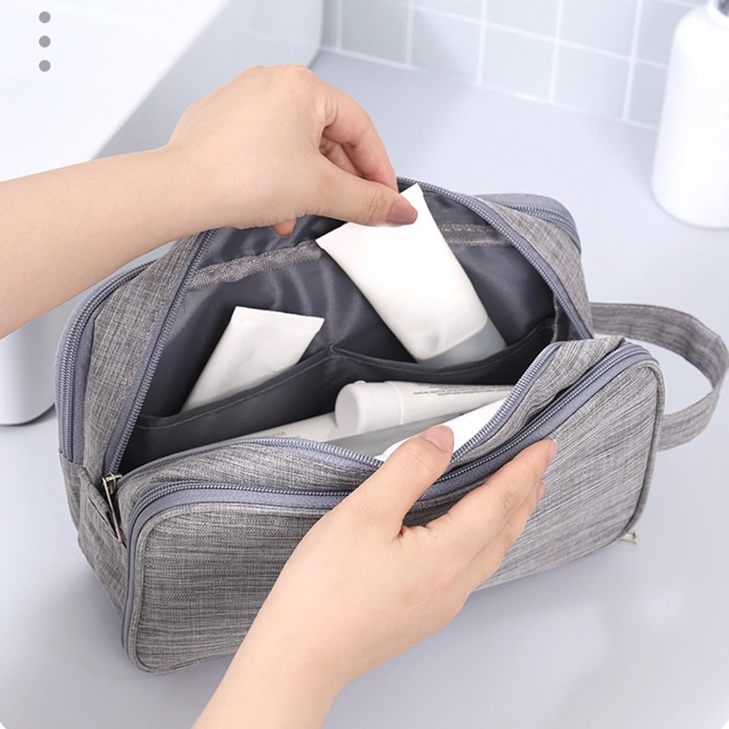 Travel Toiletry Bag, Organizer Mens Bag Dopp Kit Bathroom Shaving Portable Makeup Bags for Accessories(25*10*14cm)