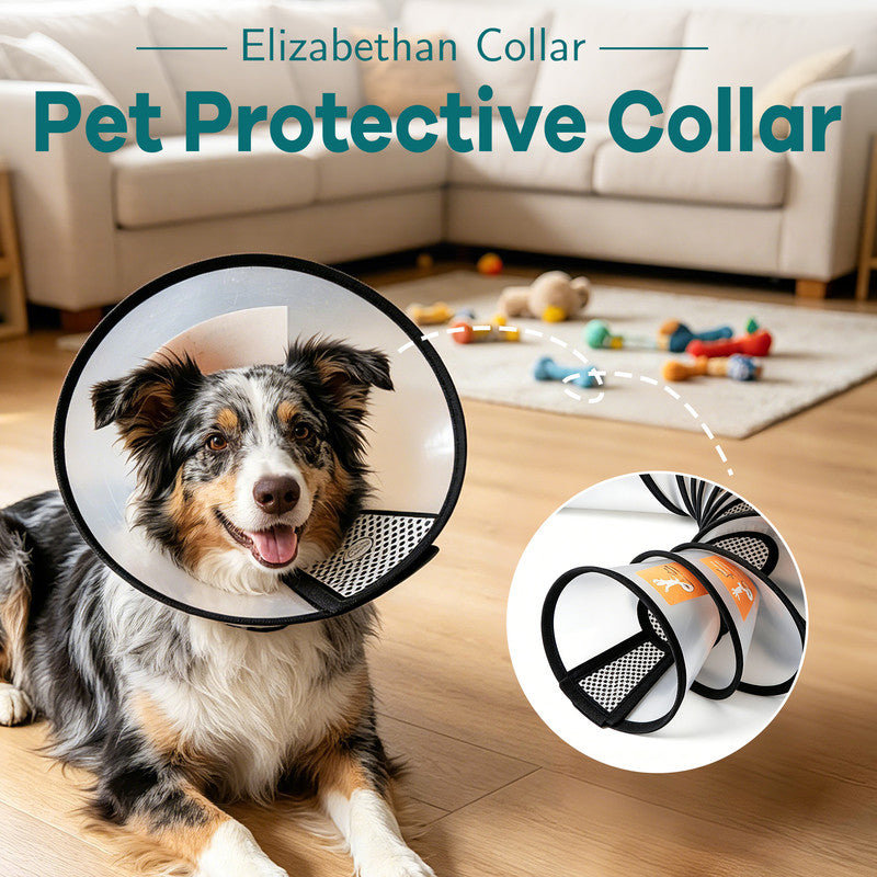 Classic Elizabethan Collar - Anti-Licking Collar - Multiple Sizes - Adjustable - Bite-Resistant - Transparent - Flea & Tick Prevention & Anti-Licking - Velcro Closure - For Cats & Dogs -18-21CM - 1 Piece