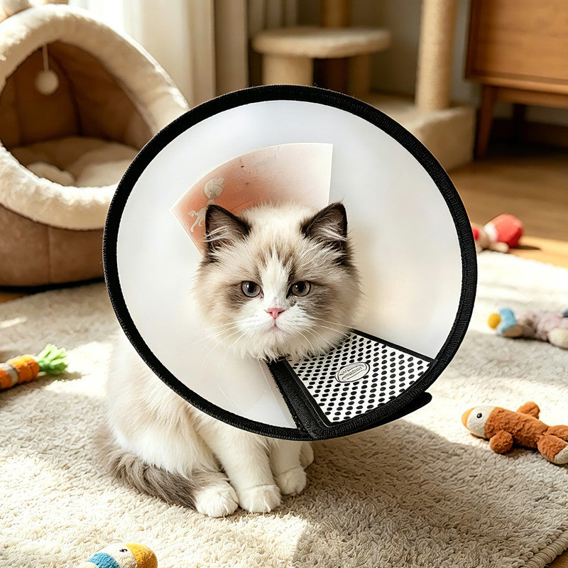 Classic Elizabethan Collar - Anti-Licking Collar - Multiple Sizes - Adjustable - Bite-Resistant - Transparent - Flea & Tick Prevention & Anti-Licking - Velcro Closure - For Cats & Dogs -18-21CM - 1 Piece