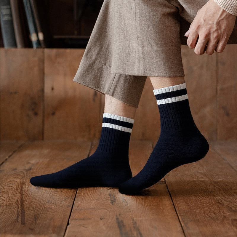 Mid-Calf Socks - 5-Pair Pack - Women's Socks - Men's Socks - Striped Socks - Solid Color Socks - Sports Socks