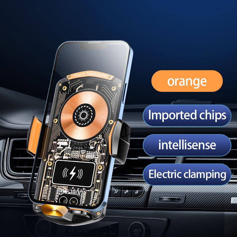 A6 Magnetic Dual Mode Wireless Car Charger Mount for iPhone Samsung Android Phones,orange