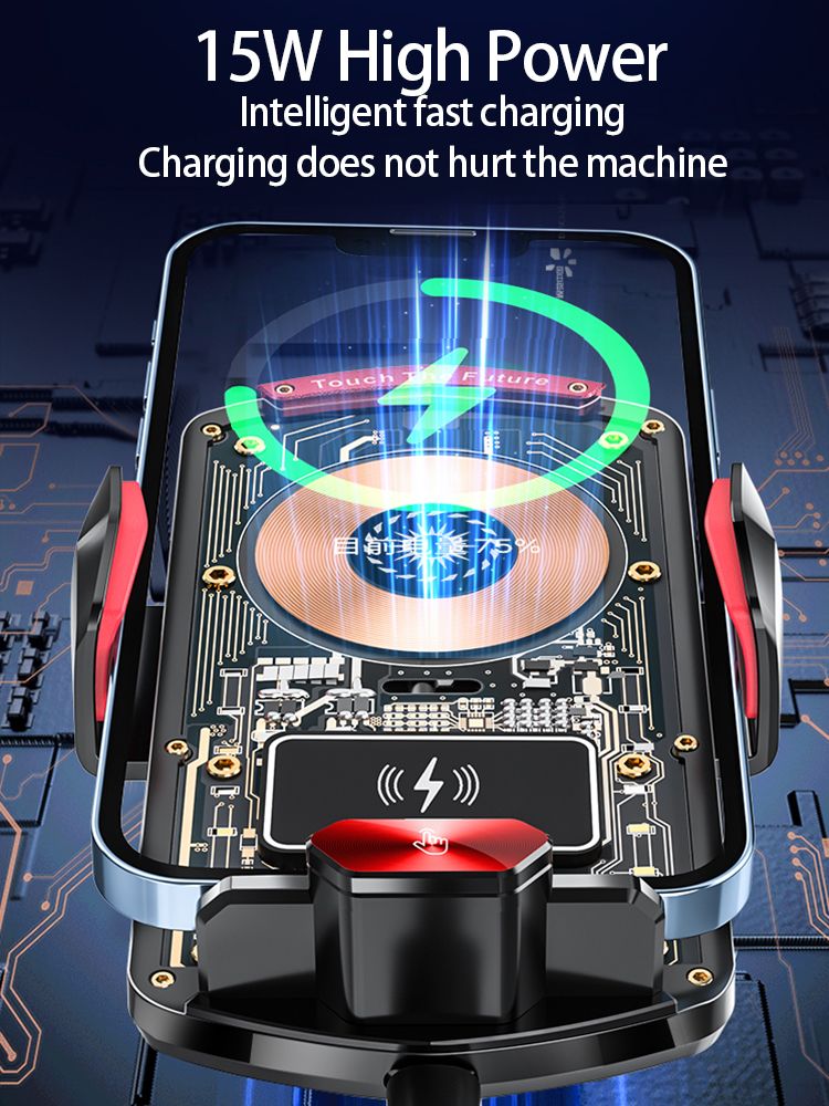 A6 Magnetic Dual Mode Wireless Car Charger Mount for iPhone Samsung Android Phones,orange