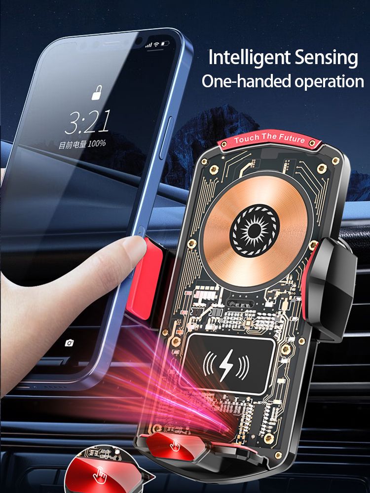A6 Magnetic Dual Mode Wireless Car Charger Mount for iPhone Samsung Android Phones,orange