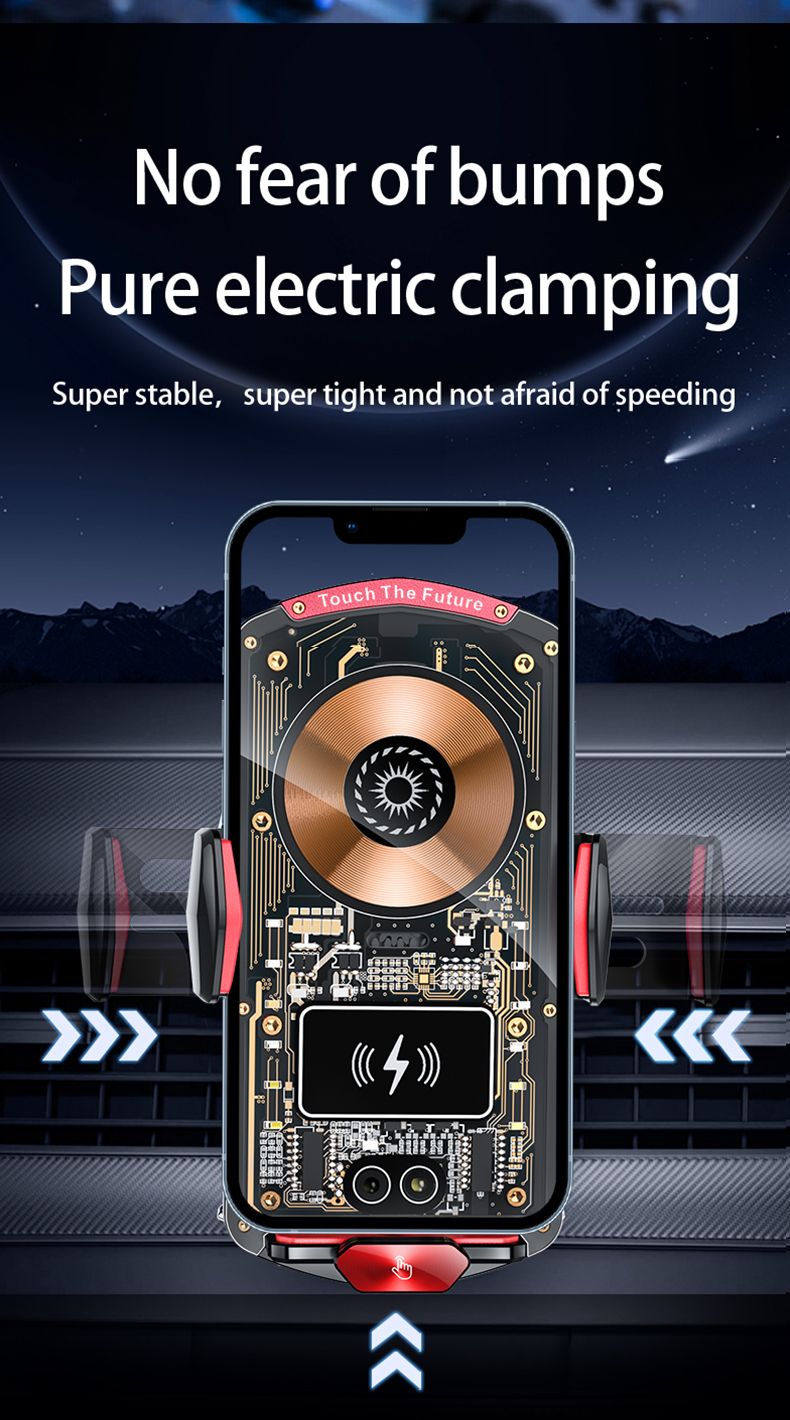 A6 Magnetic Dual Mode Wireless Car Charger Mount for iPhone Samsung Android Phones,red