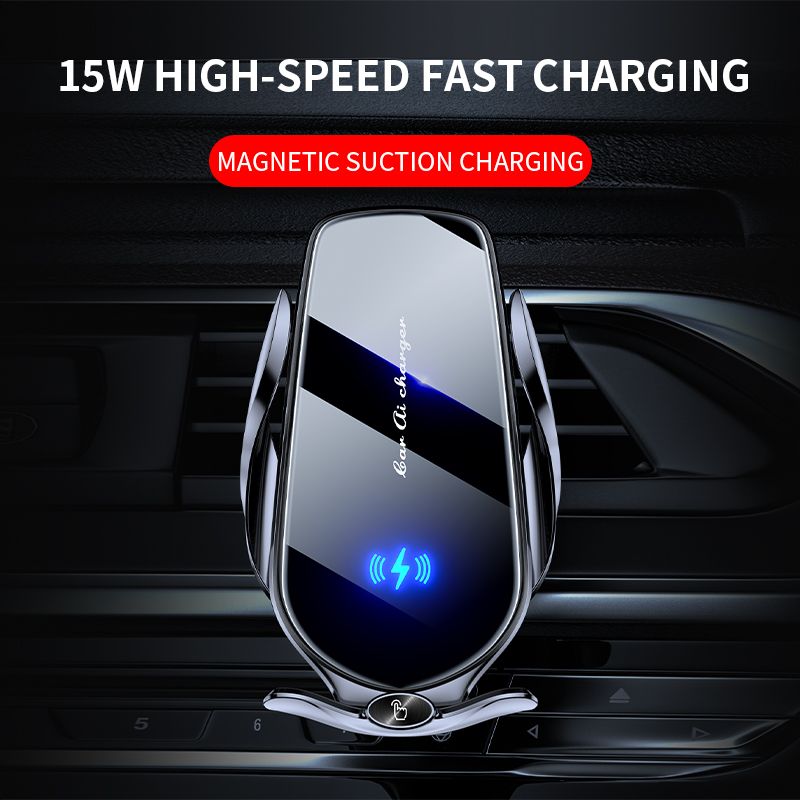 FJ22 Auto Clamping Wireless Car Charger Mount Infrared Air Vent Phone Holder,blue