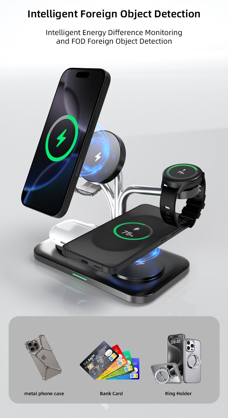 OC22 5-in-1 Wireless Charging Stand Multi Device Fast Charging Dock,black