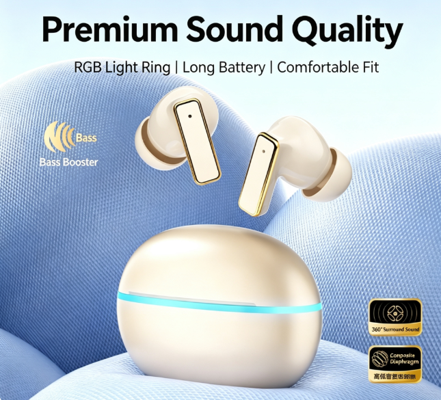 Y9 Wireless Bluetooth 6.0 Heavy Bass Earphones,black