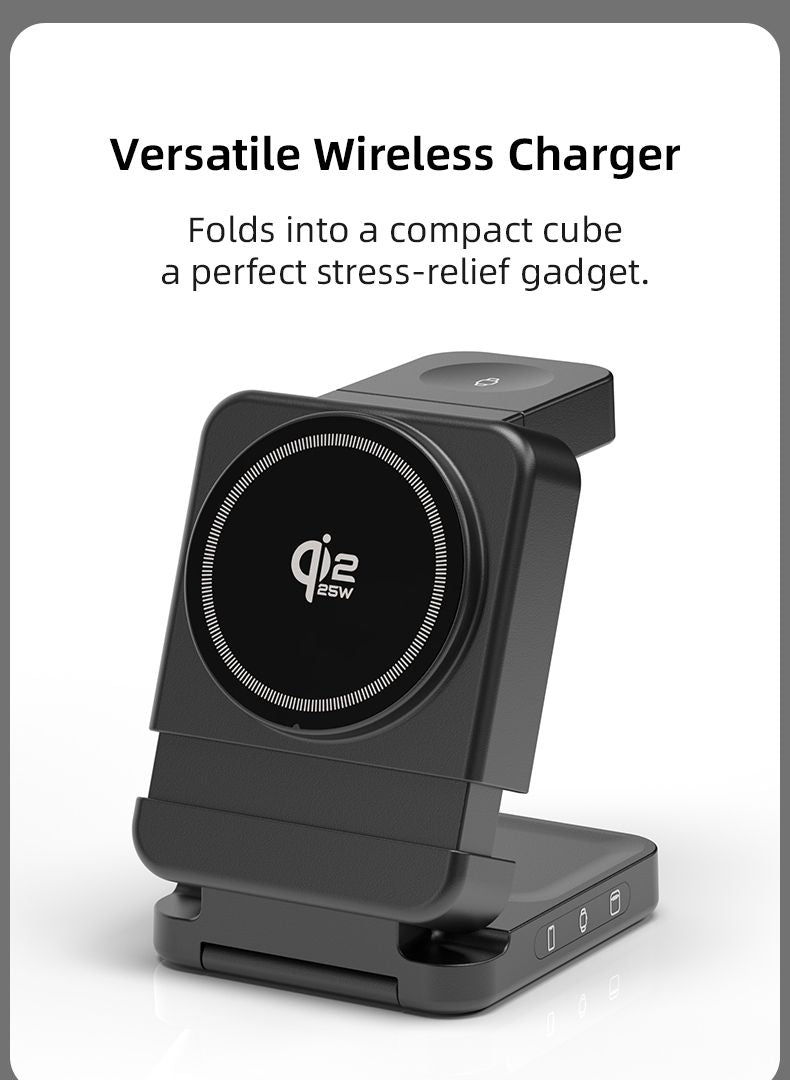 YF3 25W Foldable Rotatable Wireless Charger 3 in 1 Multi Device Charging Dock,white