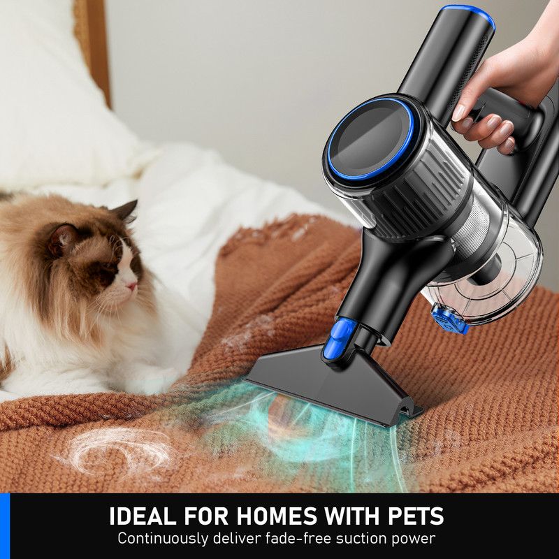 Cordless Vacuum Cleaner, 55Kpa/8 in 1 Powerful Suction Lightweight Vacuum Cleaner for Home, LED Display, 3 Suction Modes, 45Mins Detachable Battery Vacuum for Hard Floor Carpet Pet Hair