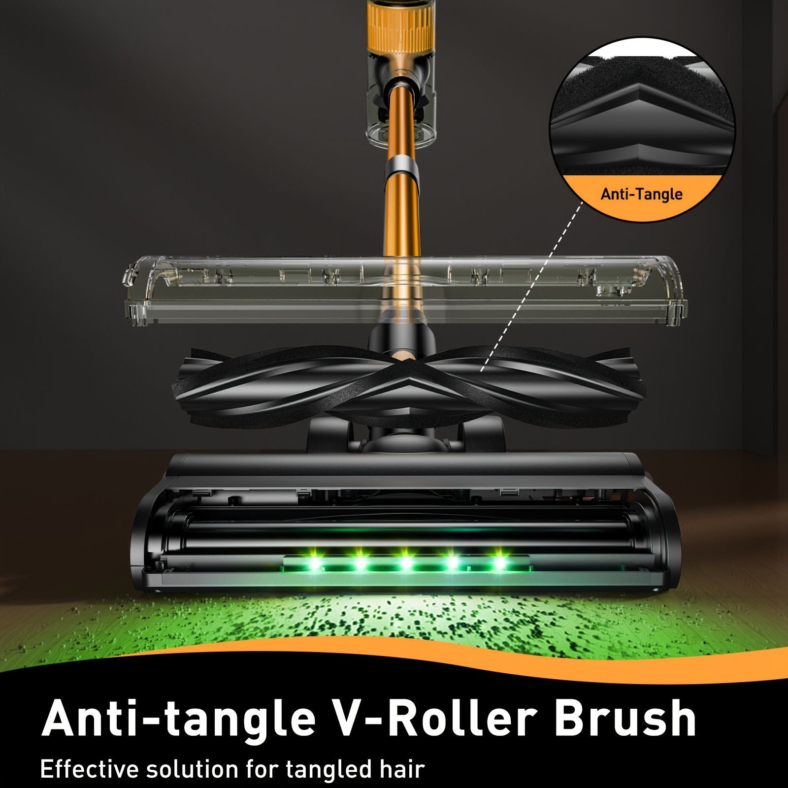 Cordless Vacuum Cleaner, 55Kpa Powerful Suction,8-in-1 Powerful Stick Vacuum Cleaner with Anti-tangle Brush And Upgraded Green Light, 2200mAh. 45 Minute Run Time Rechargeable Lightweight Vacuum Cleaner for Hardwood Floors, Carpets And Pet Hair.