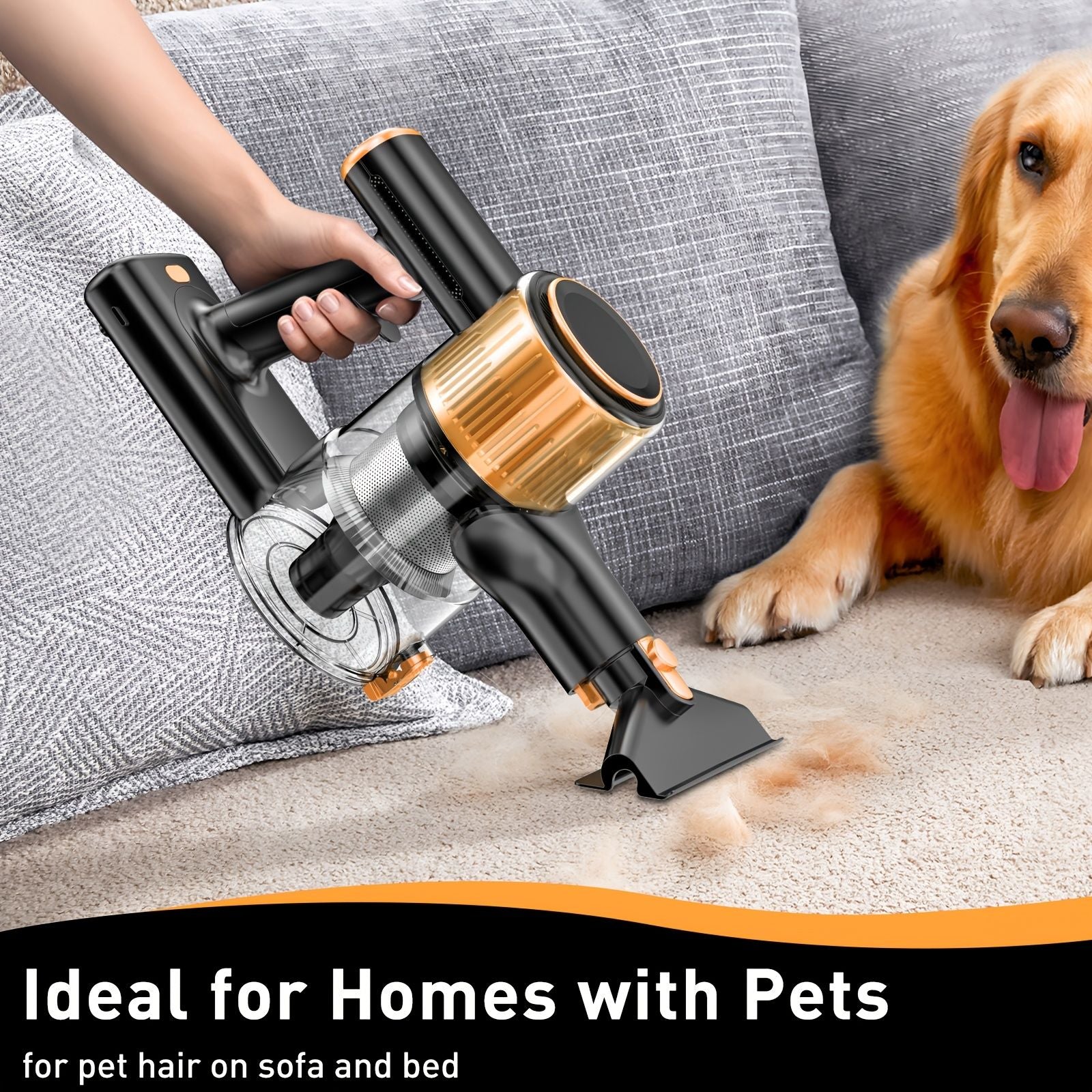 Cordless Vacuum Cleaner, 55Kpa Powerful Suction,8-in-1 Powerful Stick Vacuum Cleaner with Anti-tangle Brush And Upgraded Green Light, 2200mAh. 45 Minute Run Time Rechargeable Lightweight Vacuum Cleaner for Hardwood Floors, Carpets And Pet Hair.