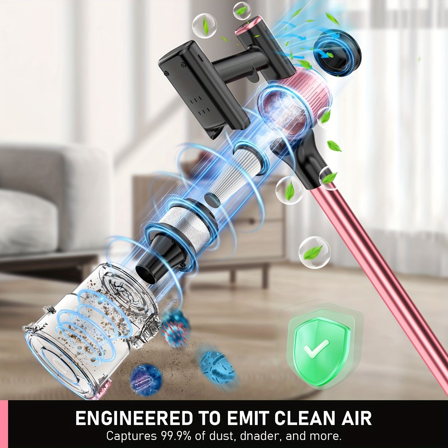 Cordless Vacuum Cleaner, 8 in 1 Powerful Suction Lightweight Vacuum Cleaner for Home, 55Kpa Powerful Suction,LED Display, 3 Suction Modes, 45Mins Detachable Battery Vacuum for Hard Floor Carpet Pet Hair